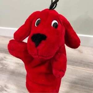 Vintage 90s Scholastic Clifford Big Red Dog Hand Puppet Plush Stuffed Animal Toy